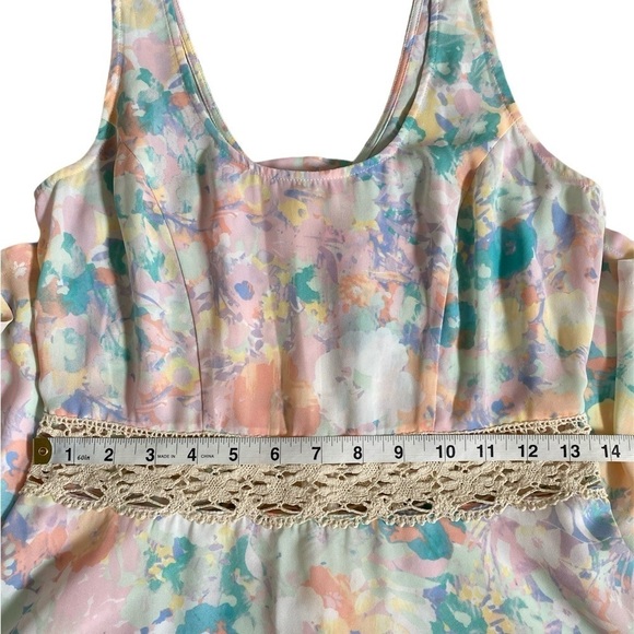 Eight Sixty Crochet Cutout Pastel Floral Sleeveless Mini Dress Women’s Medium - Picture 8 of 14